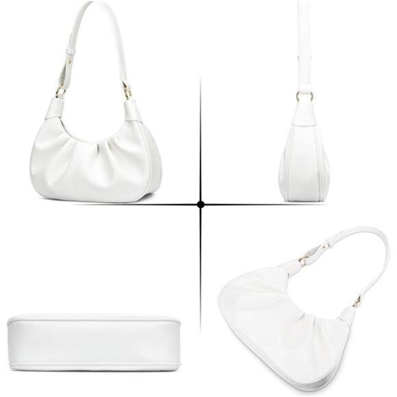 Shoulder Bag Crescent Handbag Ruched Purse Underarm Bag Mini Hobo - Picture 5 of 7